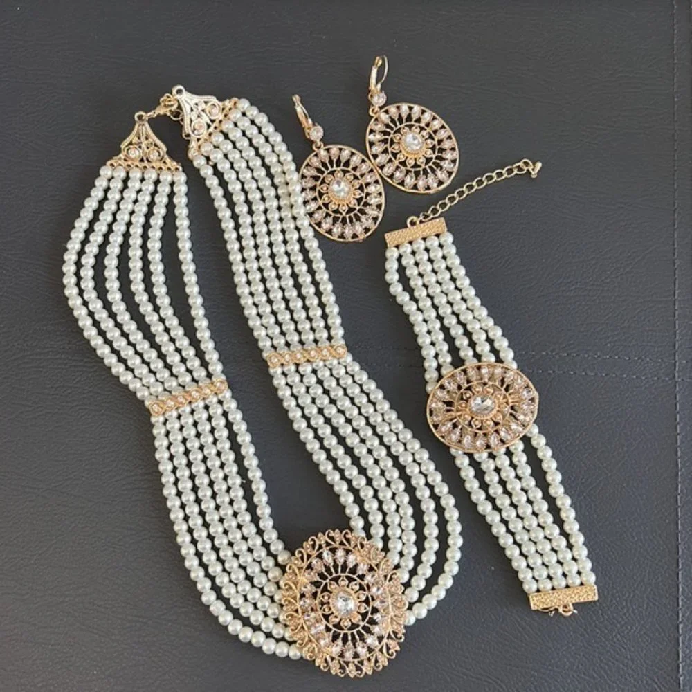 Jewelry Set Faux Pearl Bridal Set - Picture 3 of 10